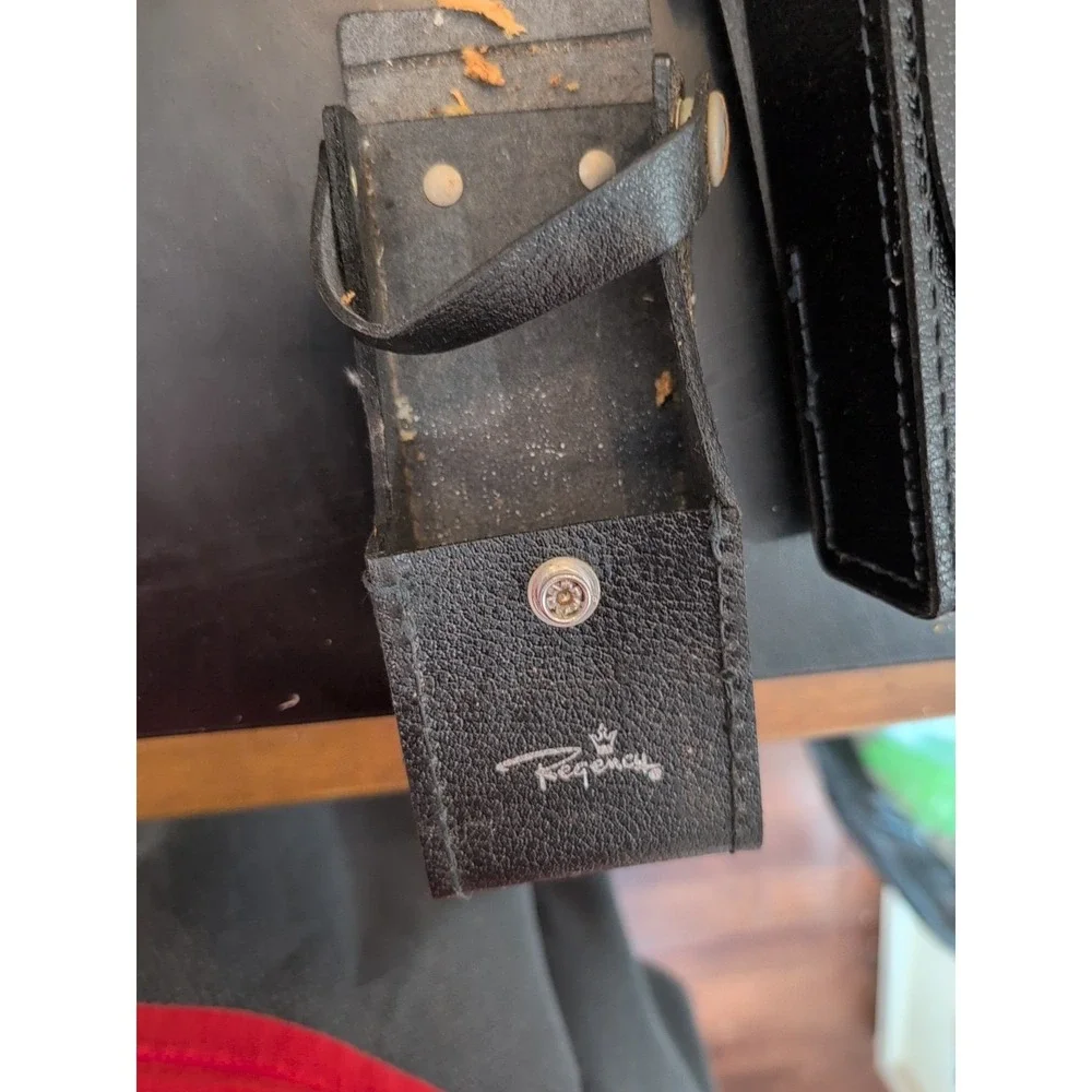 Lot Of 2 Vintage Regency Police Radio Holsters Black Leather Carry Com Chargers